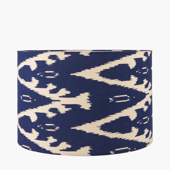 Lars 30cm Ocean Blue Ikat Patterned Cylinder Shade