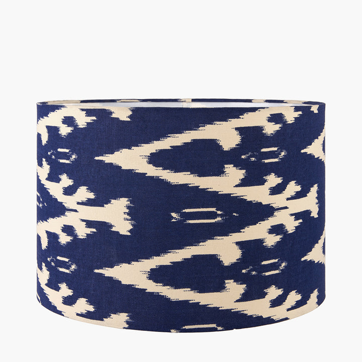 Lars 30cm Ocean Blue Ikat Patterned Cylinder Shade