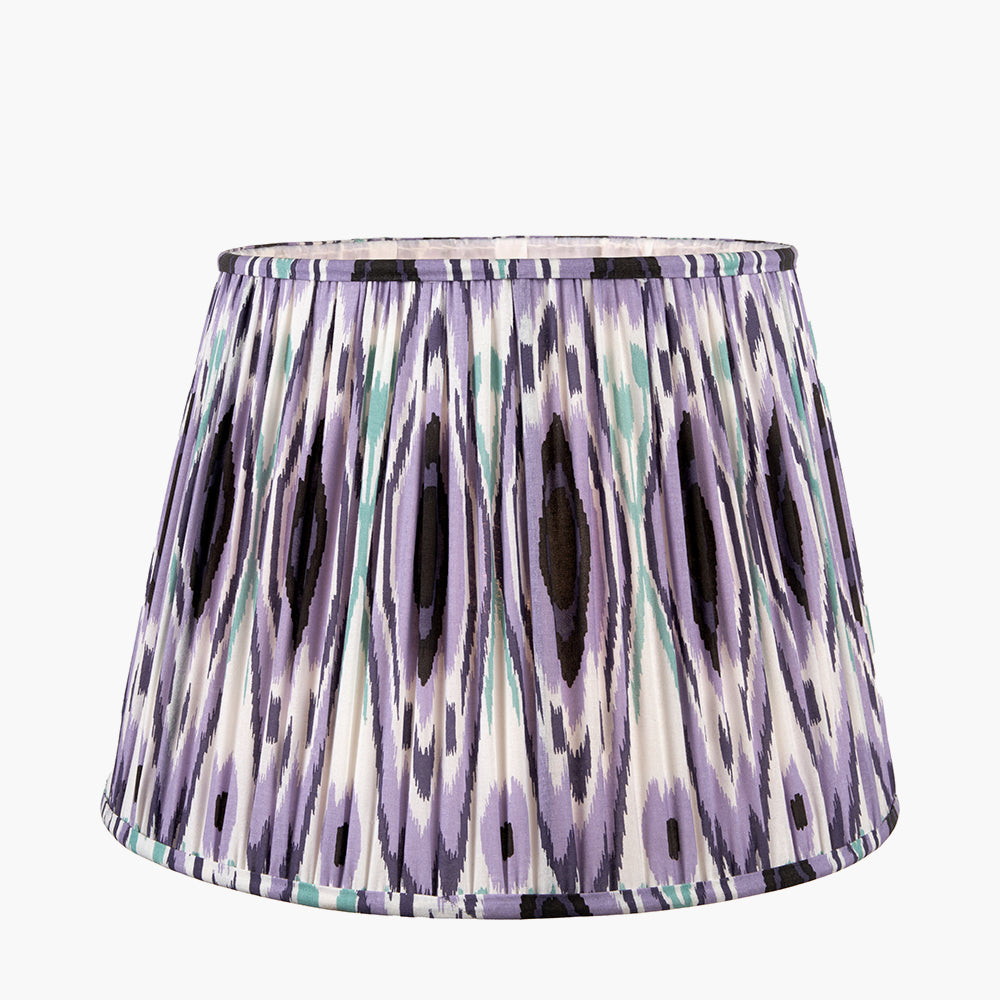 Izara 30cm Lilac Ikat Patterned Gathered Tapered Shade