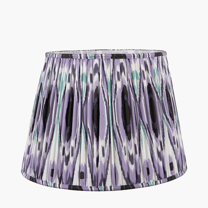 Izara 30cm Lilac Ikat Patterned Gathered Tapered Shade