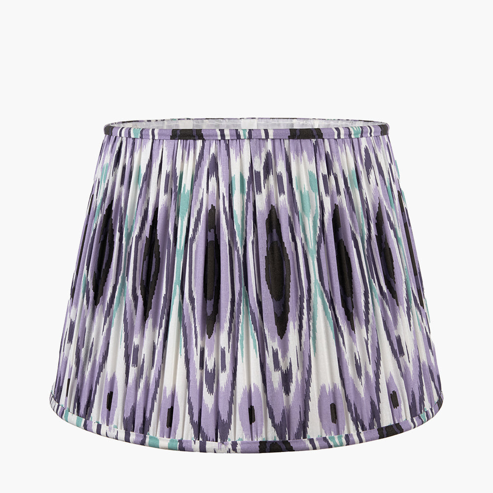 Izara 30cm Lilac Ikat Patterned Gathered Tapered Shade