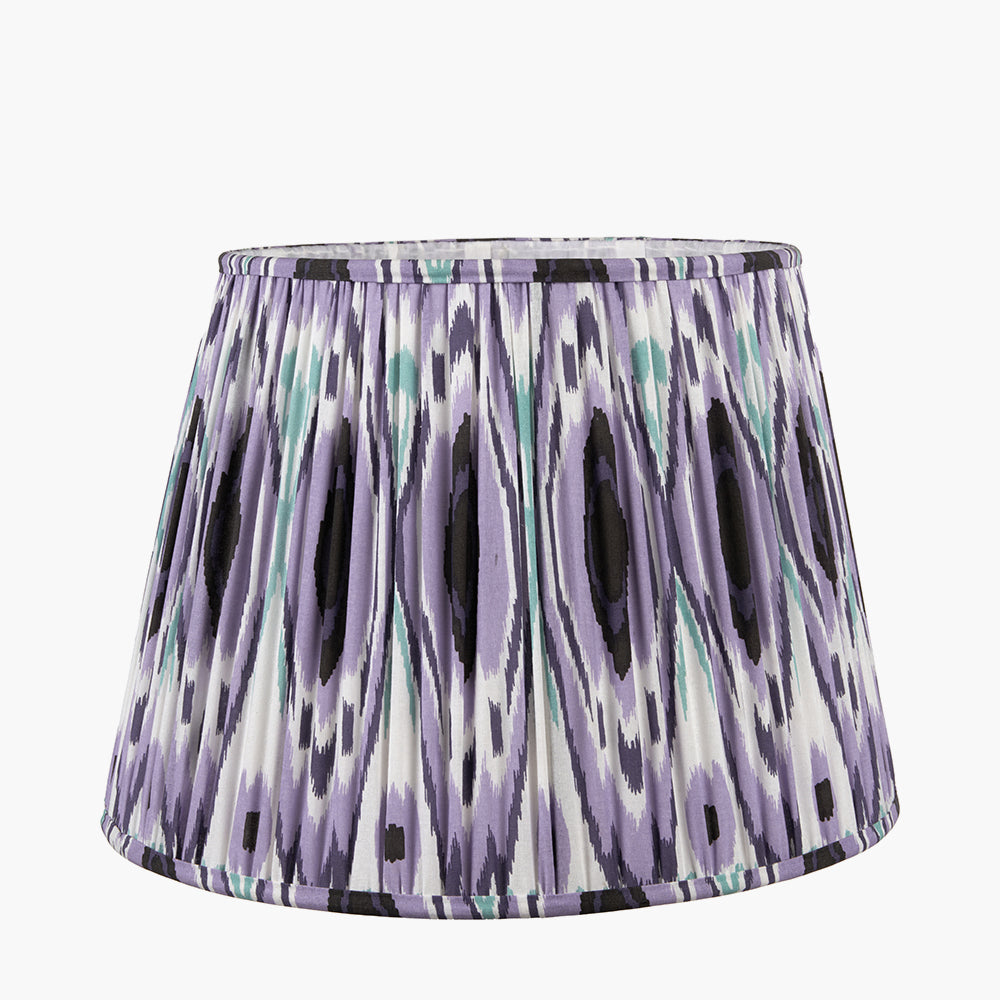 Izara 40cm Lilac Ikat Patterned Gathered Tapered Shade