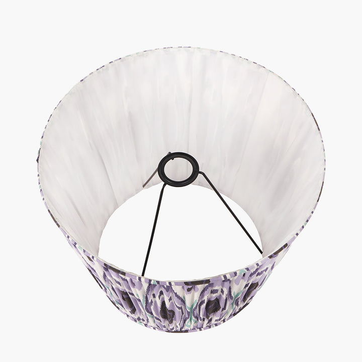 Izara 40cm Lilac Ikat Patterned Gathered Tapered Shade