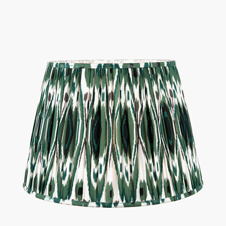 Izara 45cm Racing Green Ikat Patterned Gathered Tapered Shade