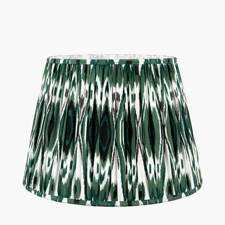 Izara 45cm Racing Green Ikat Patterned Gathered Tapered Shade