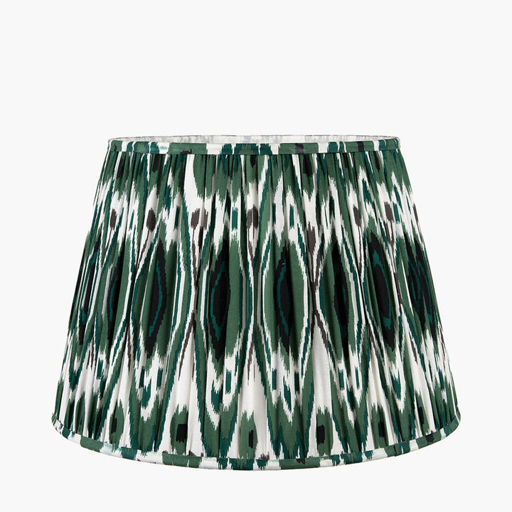 Izara 45cm Racing Green Ikat Patterned Gathered Tapered Shade