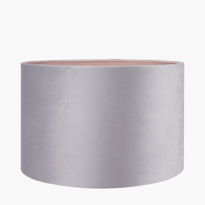 Rene 25cm Light Grey Velvet Cylinder Shade