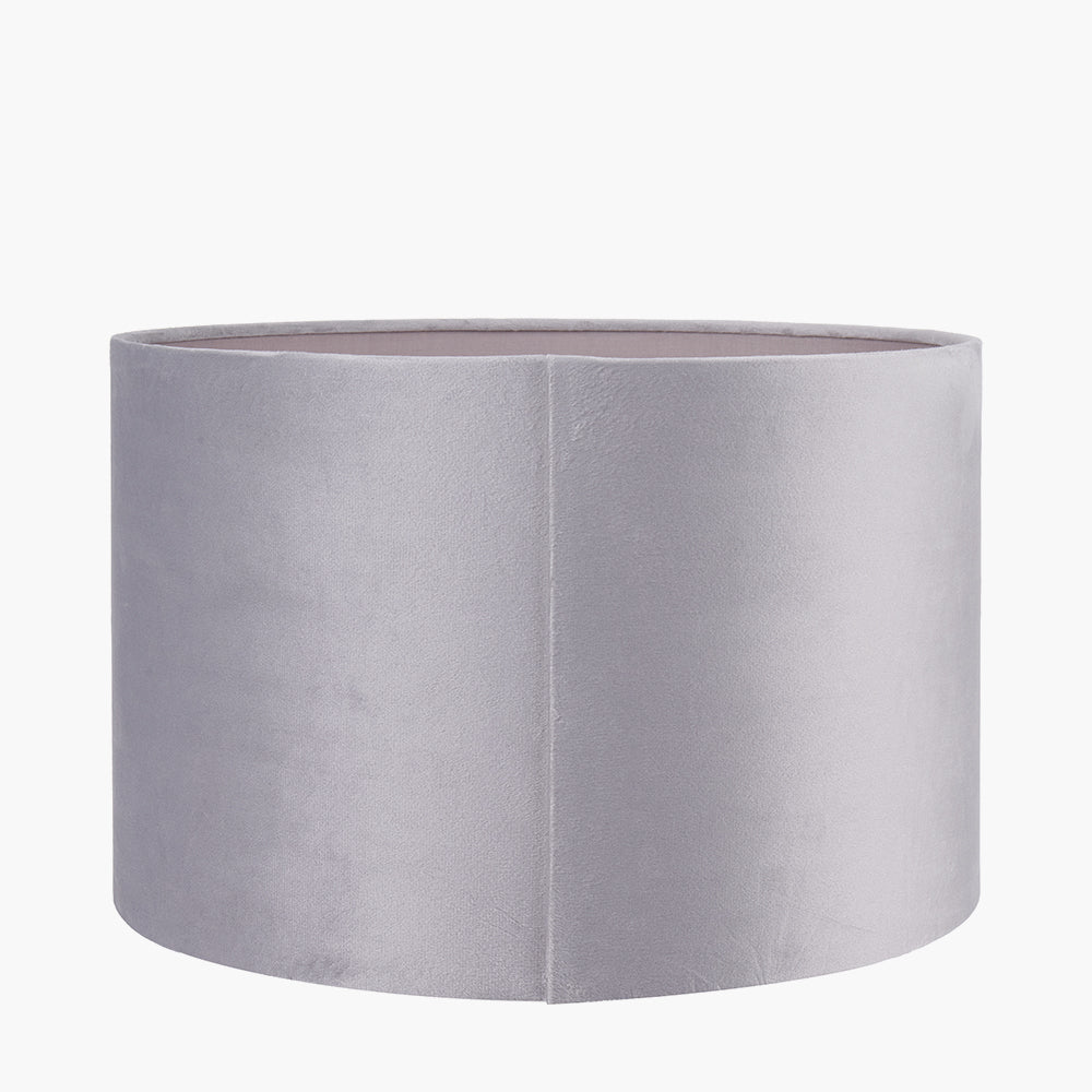 Rene 25cm Light Grey Velvet Cylinder Shade