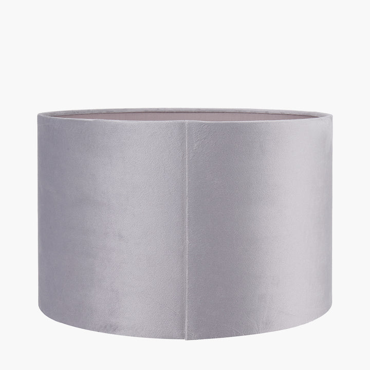 Rene 30cm Light Grey Velvet Cylinder Shade