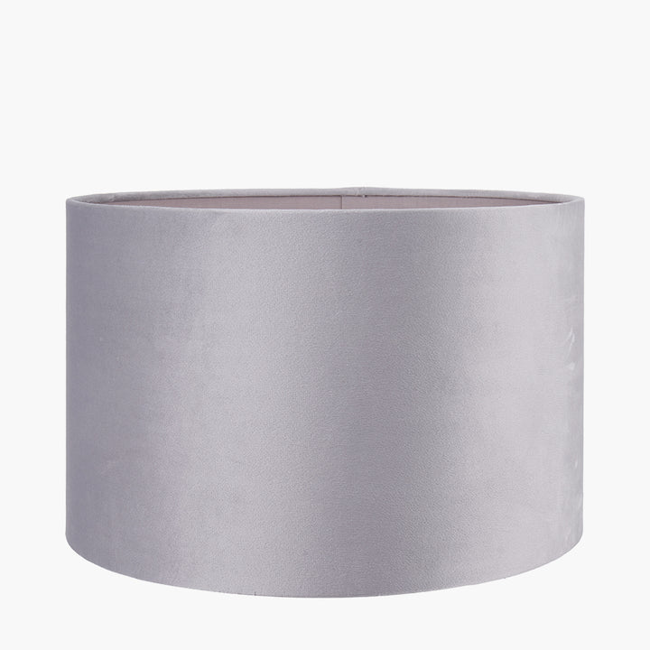 Rene 30cm Light Grey Velvet Cylinder Shade