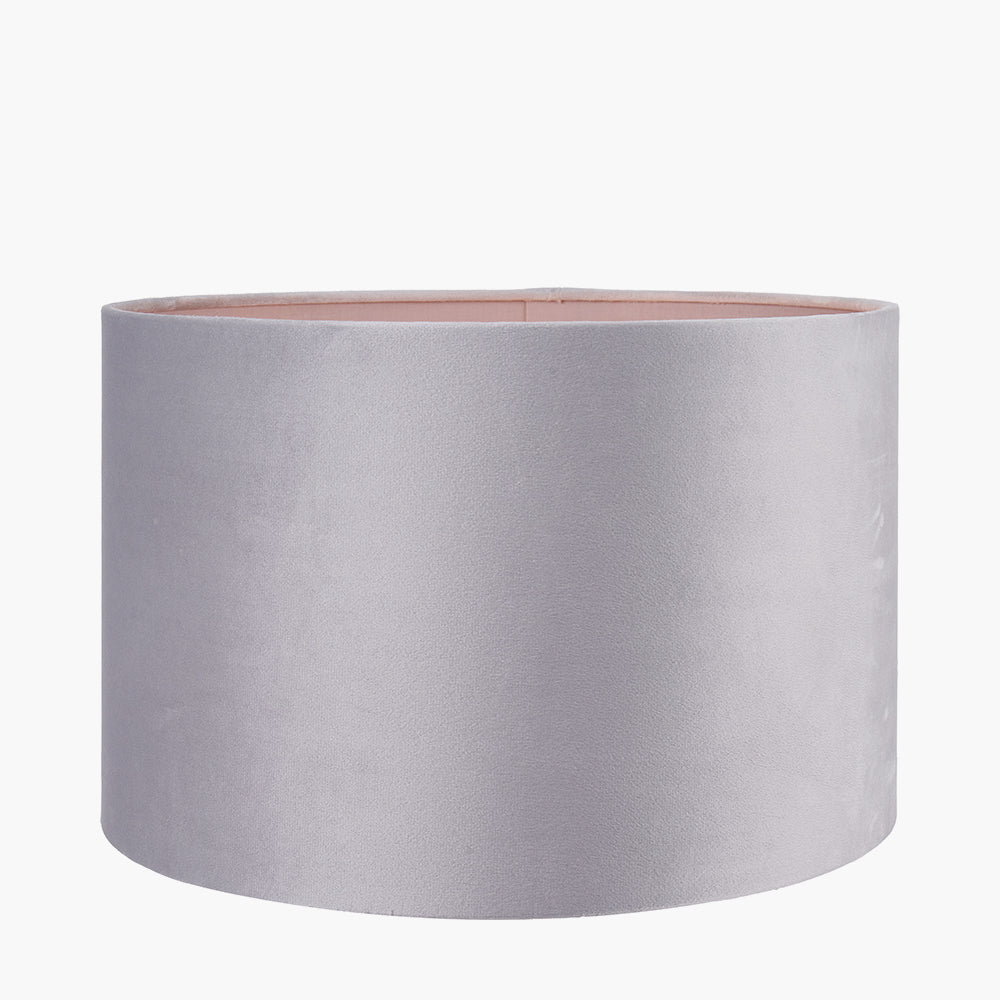 Rene 35cm Light Grey Velvet Cylinder Shade