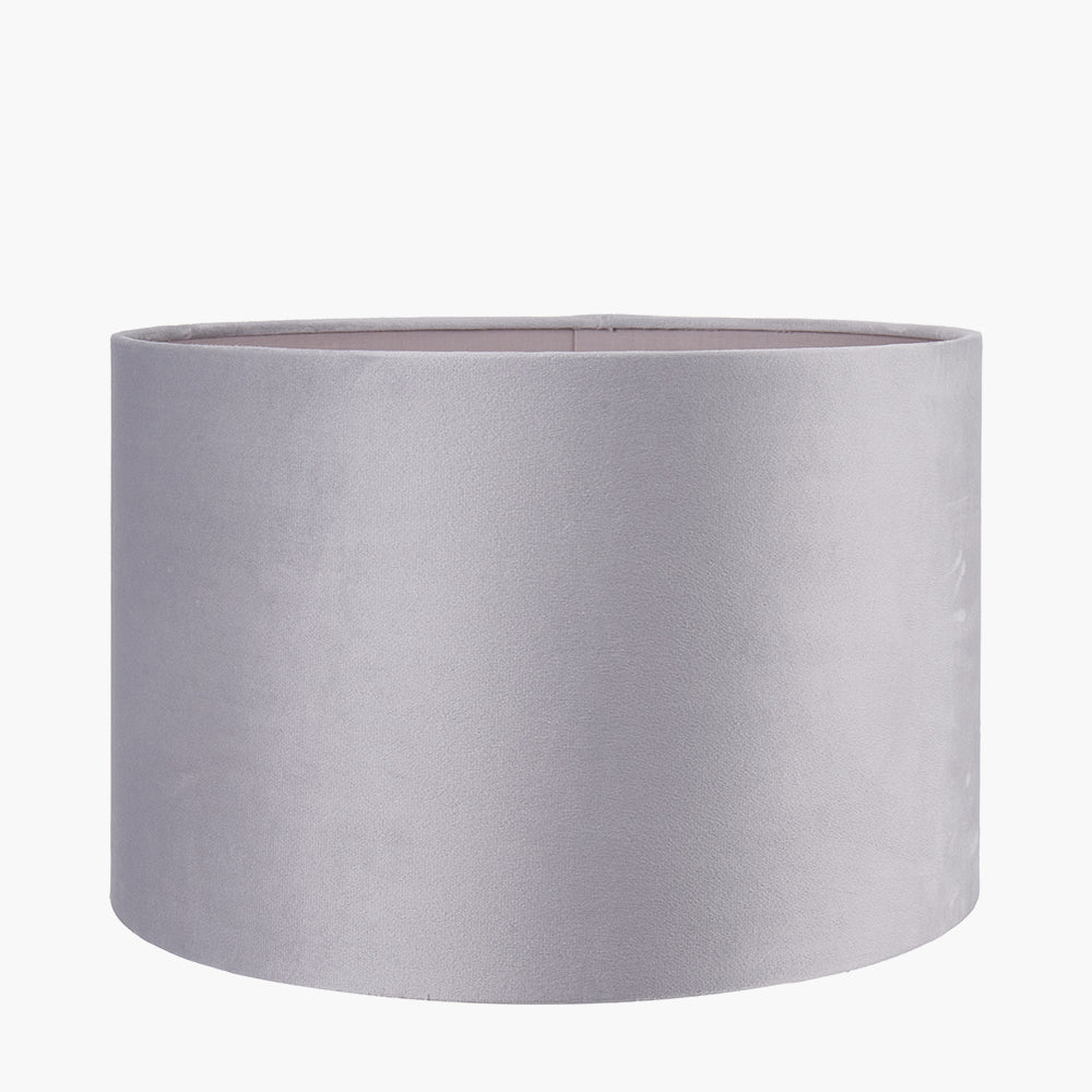 Rene 45cm Light Grey Velvet Cylinder Shade