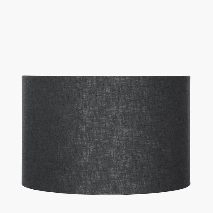 Lino 40cm Black Self Lined Linen Drum Shade