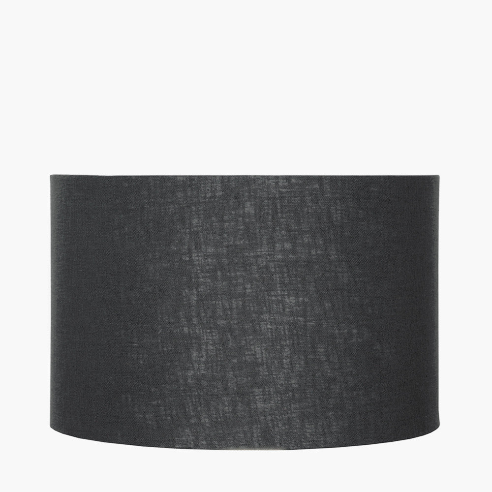 Lino 35cm Black Self Lined Linen Drum Shade