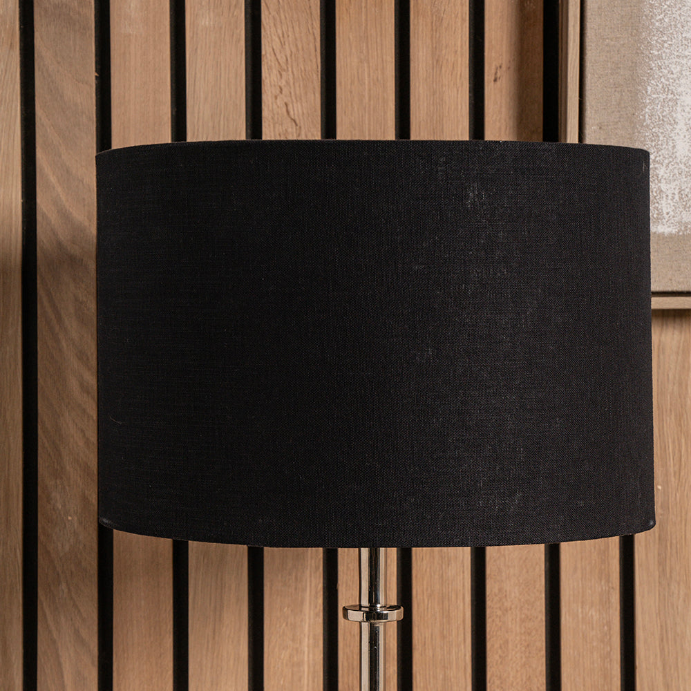 Lino 45cm Black Self Lined Linen Drum Shade