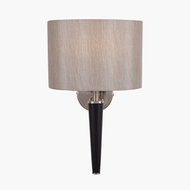 Lowry Brushed Silver and Matt Black Metal Wall Light