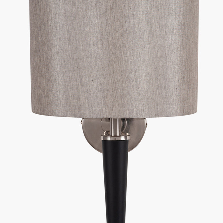 Lowry Brushed Silver and Matt Black Metal Wall Light