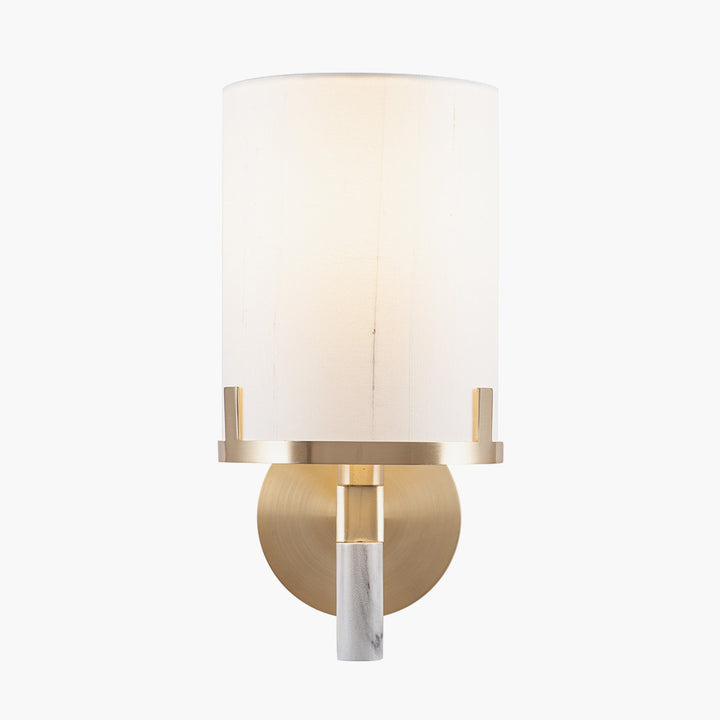 Midland Champagne Gold Metal and Marble Effect Wall Light