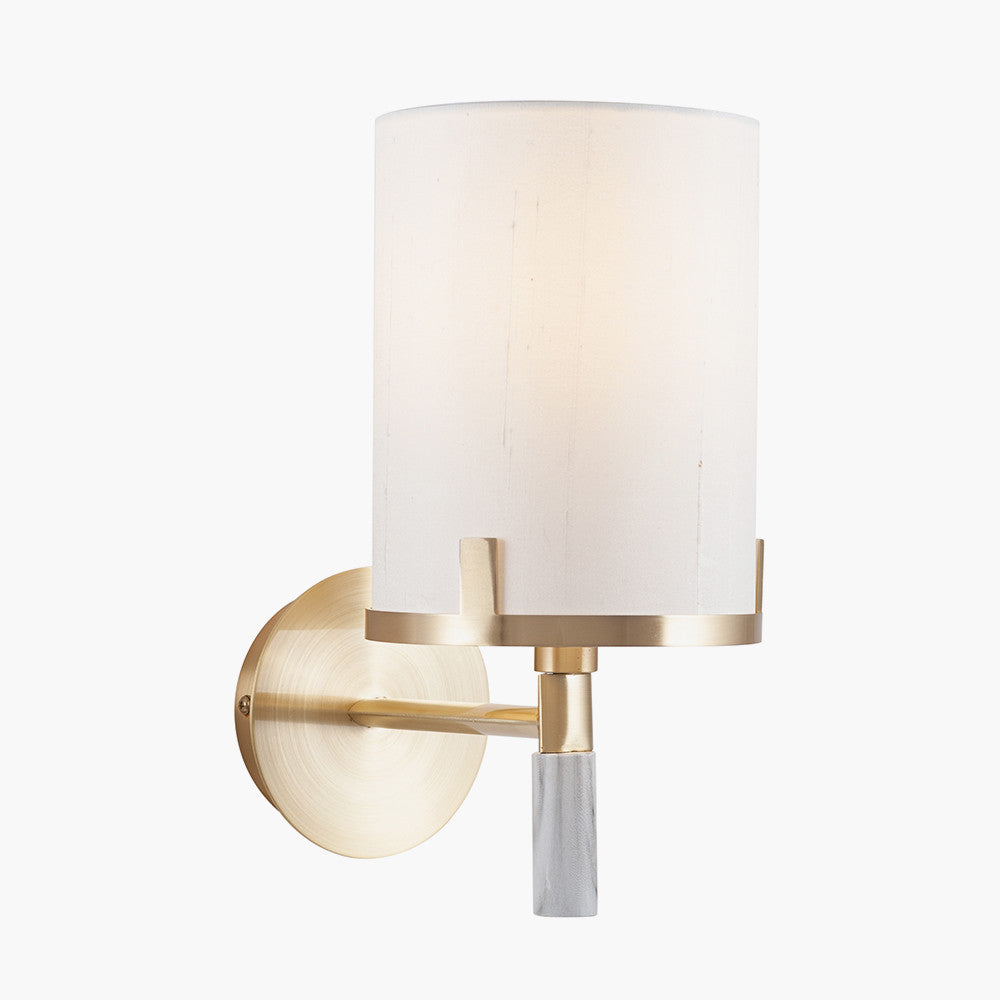 Midland Champagne Gold Metal and Marble Effect Wall Light