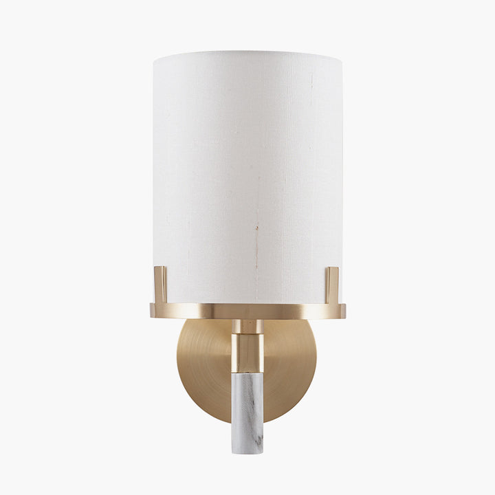 Midland Champagne Gold Metal and Marble Effect Wall Light