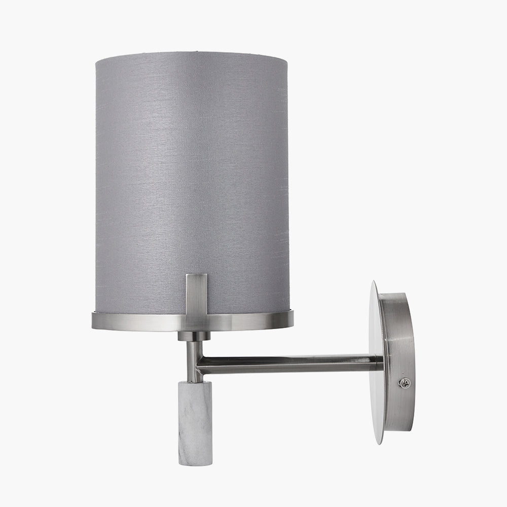 Midland Brushed Nickel and Grey Marble Effect Wall Light