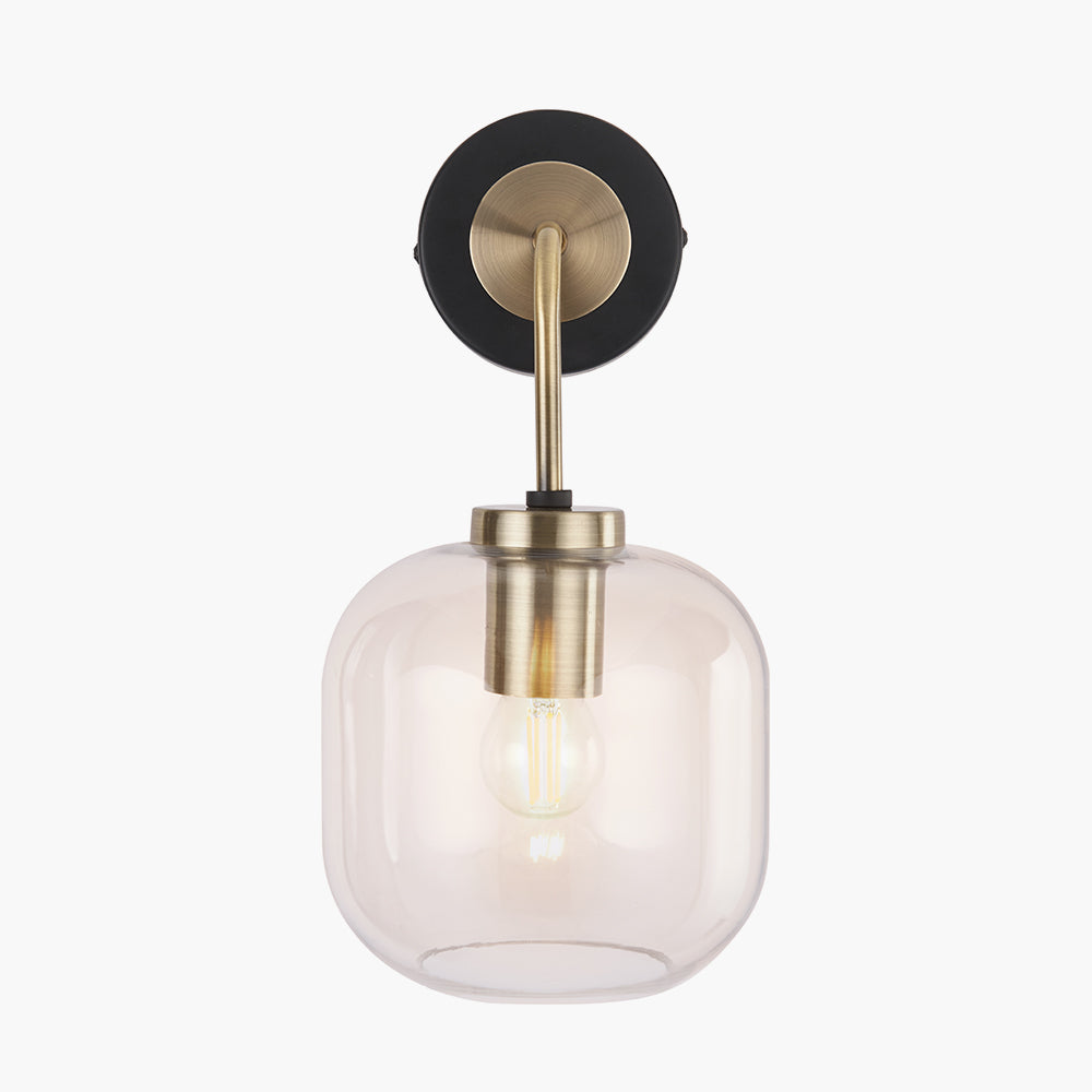 Florence Black Metal and Glass Wall Light