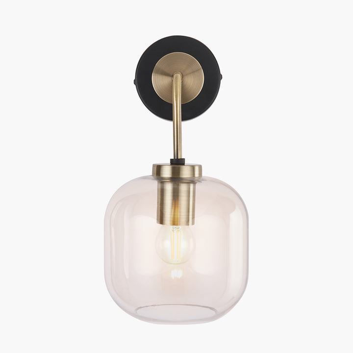 Florence Black Metal and Glass Wall Light