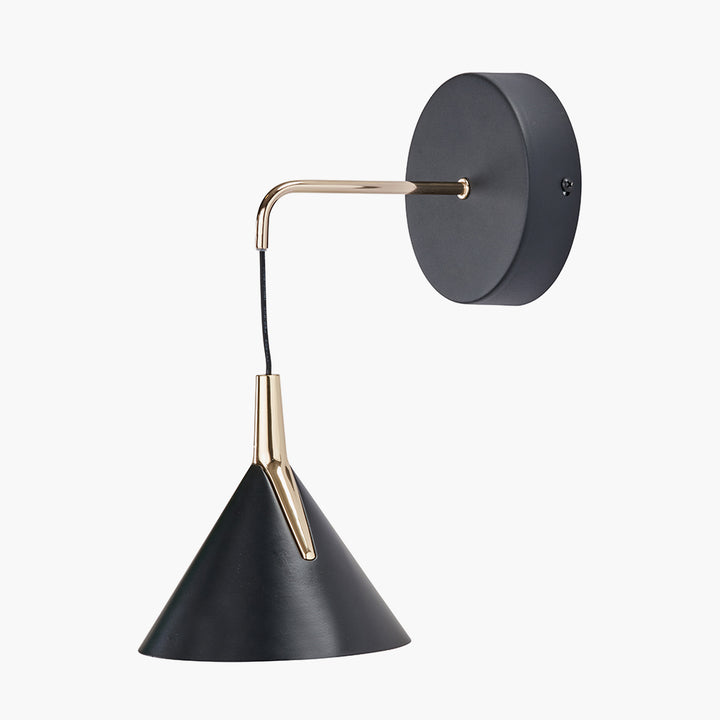 Astarion Matt Black and Gold LED Wall Light