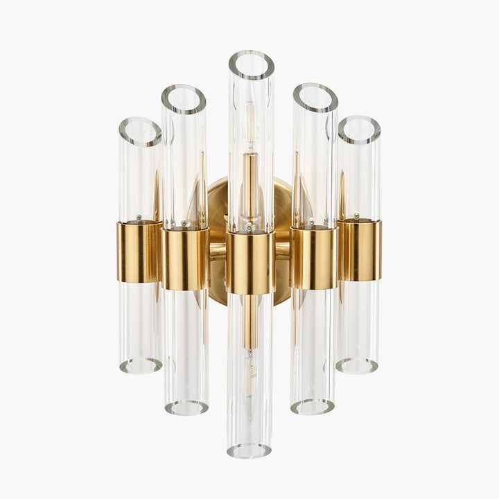 Brielle Clear Glass and Antique Brass 2 Wall Light