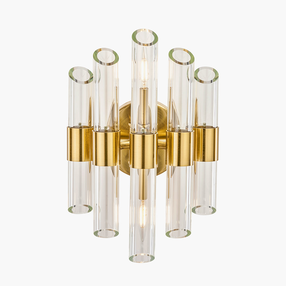 Brielle Clear Glass and Antique Brass 2 Wall Light