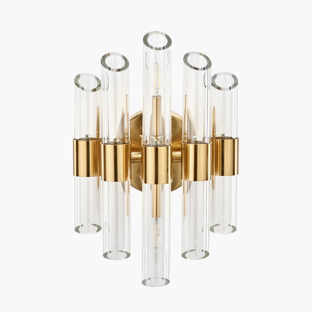 Brielle Clear Glass and Antique Brass 2 Wall Light