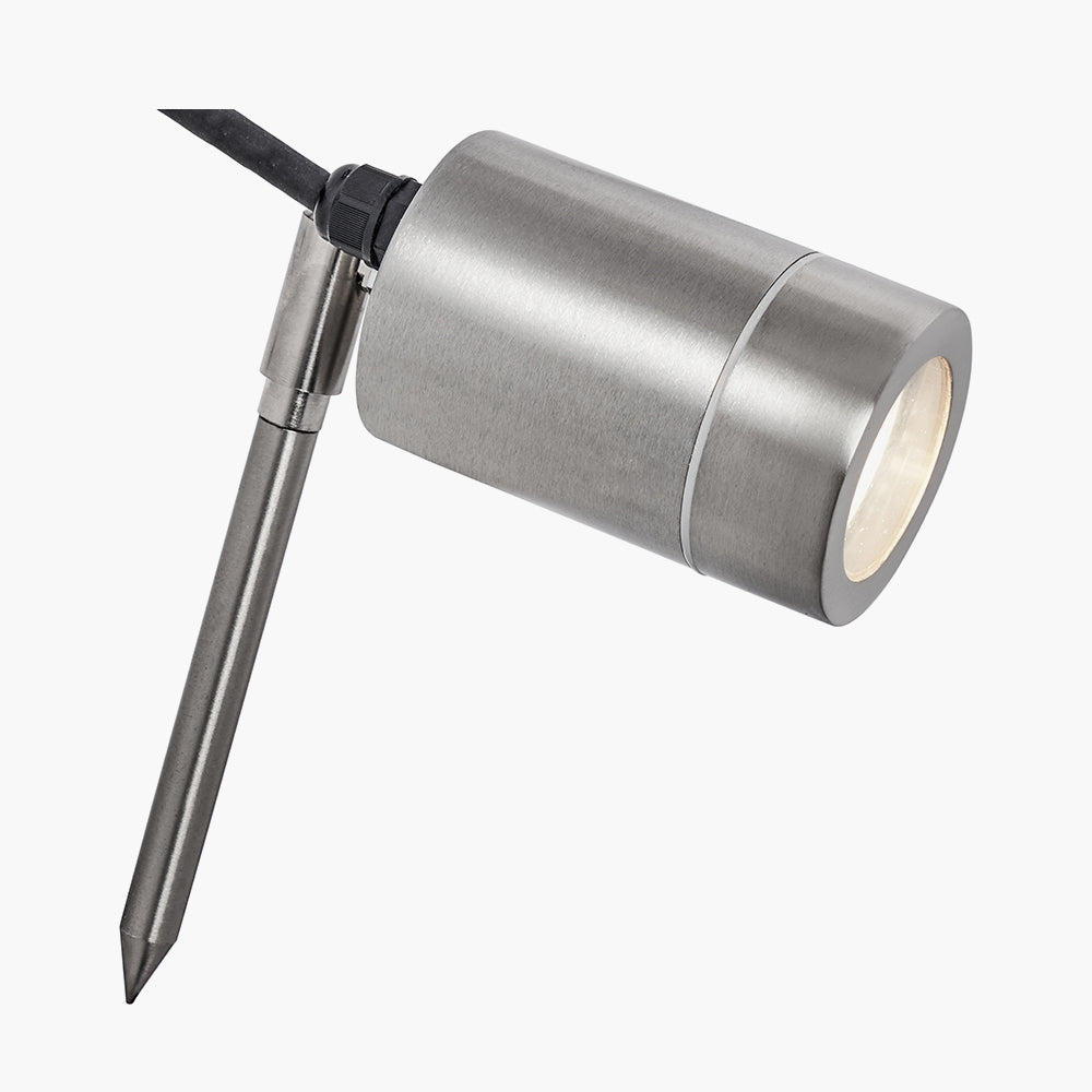 Lantana Brushed Steel Metal Directional Ground Spike Light