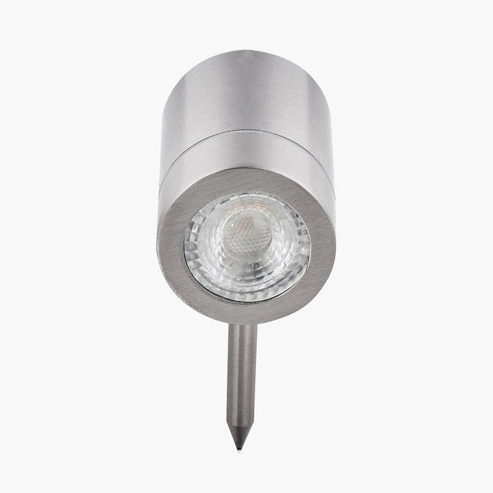 Lantana Brushed Steel Metal Directional Ground Spike Light