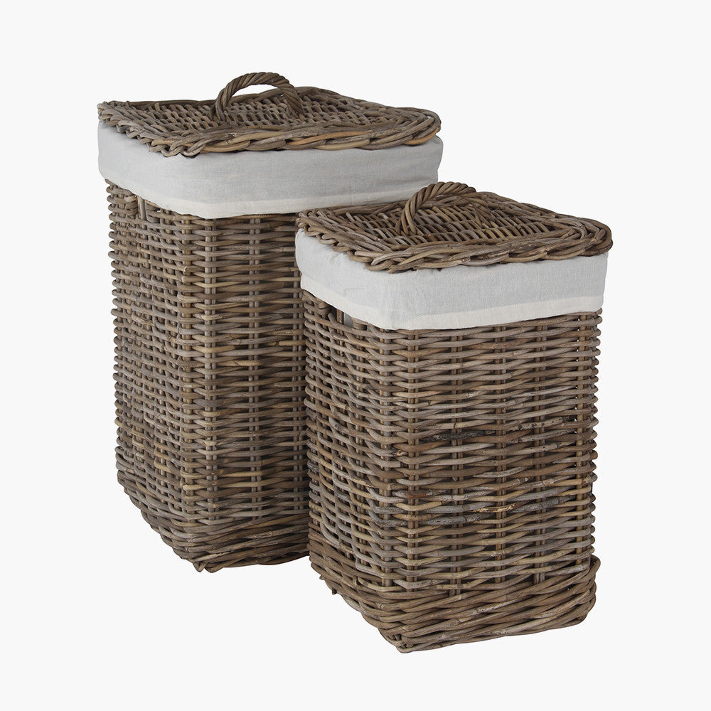 S/2 Grey Kubu Square Linen Baskets