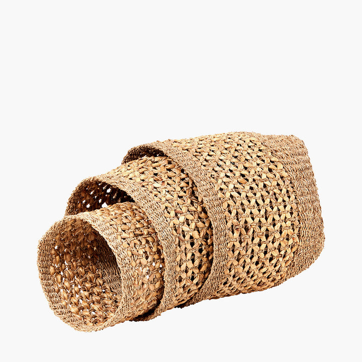 S/3 Seagrass and Water Hyacinth Natural Tall Round Baskets