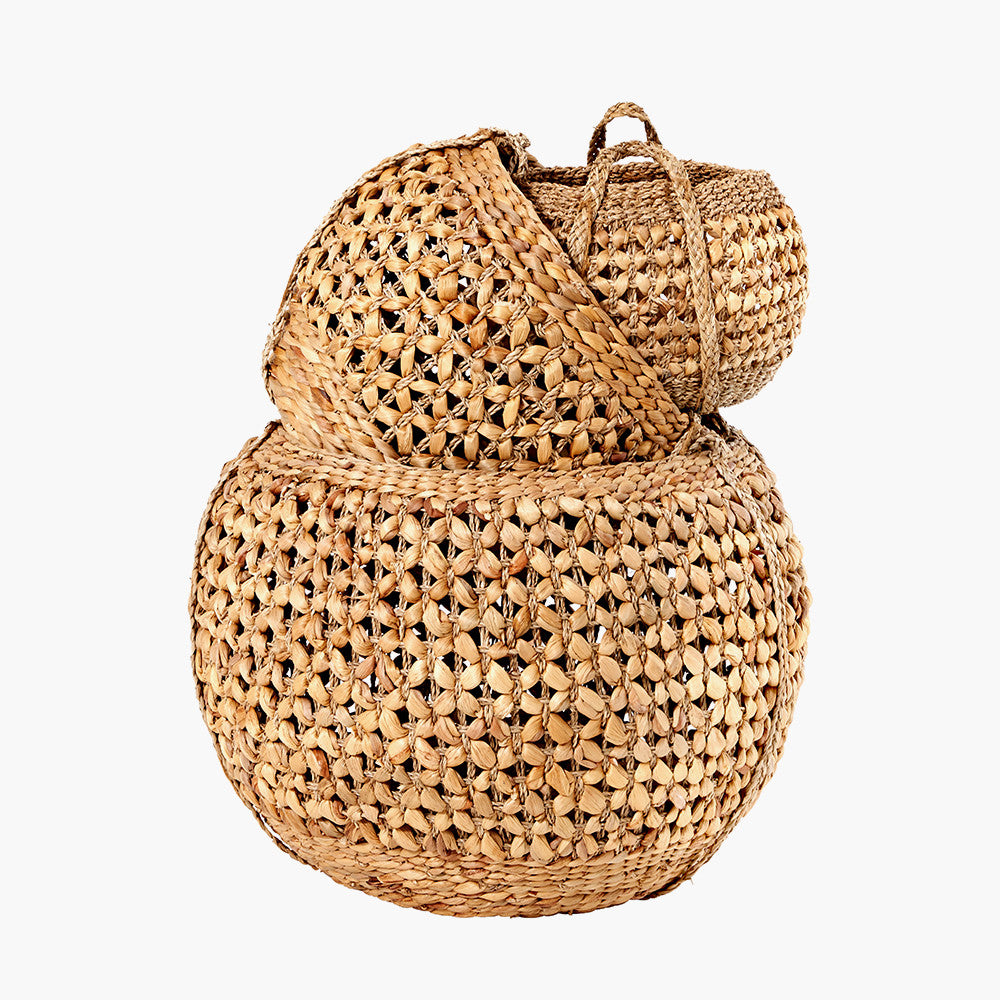 S/3 Water Hyacinth Round Handled Baskets