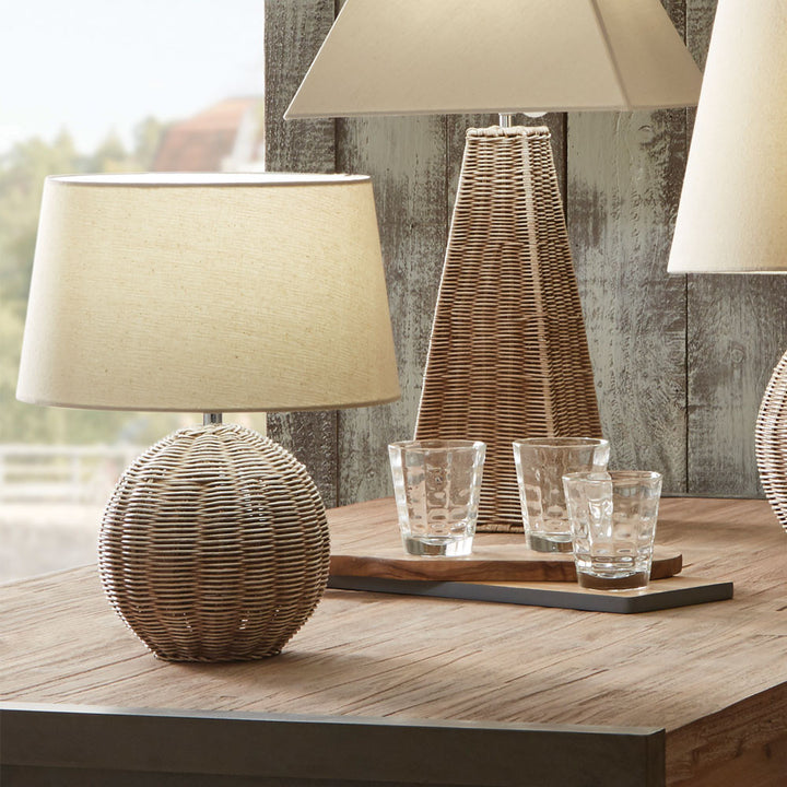 Raffles Small Rattan Cream Wash Table Lamp