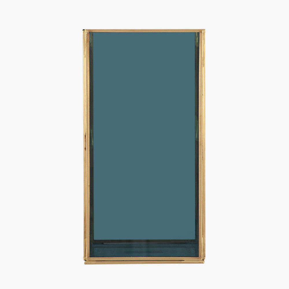 Brass Metal and Smoked Glass Panelled Square Hurricane Medium