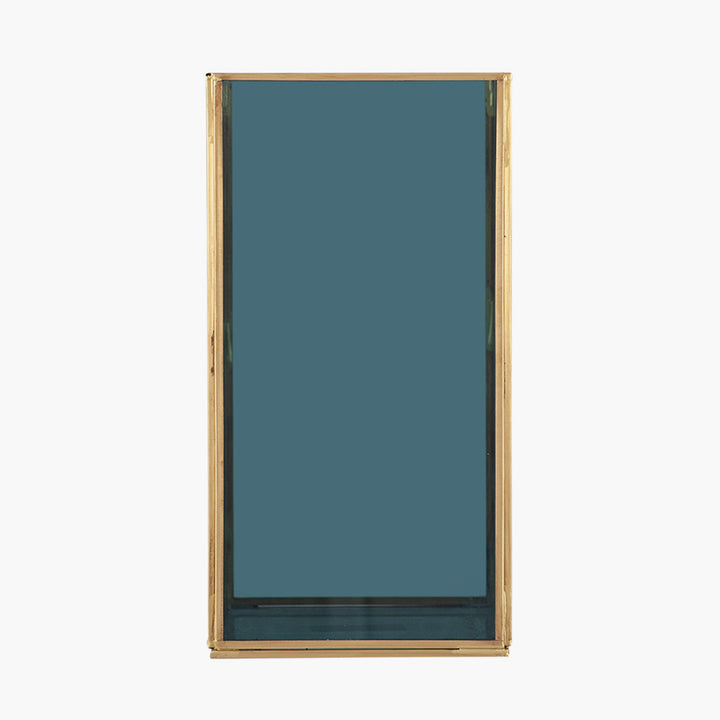 Brass Metal and Smoked Glass Panelled Square Hurricane Medium