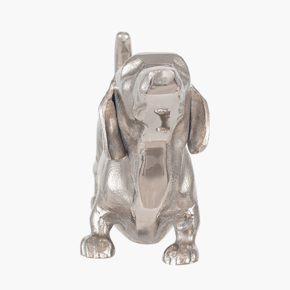 Silver Metal Sausage Dog Book Ends