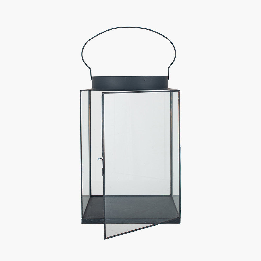 Black Metal and Glass Square Lantern Large