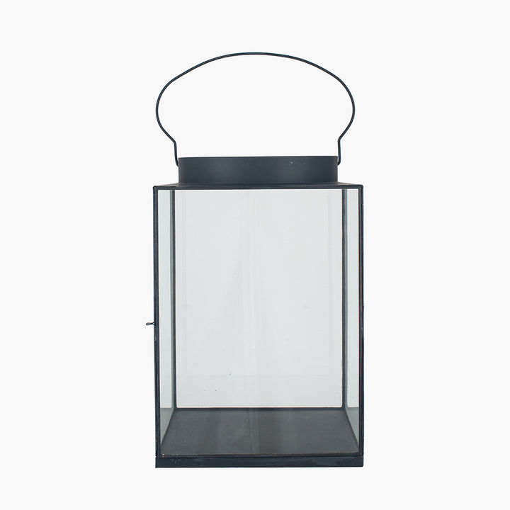 Black Metal and Glass Square Lantern Large