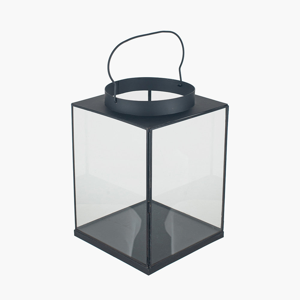 Black Metal and Glass Square Lantern Small