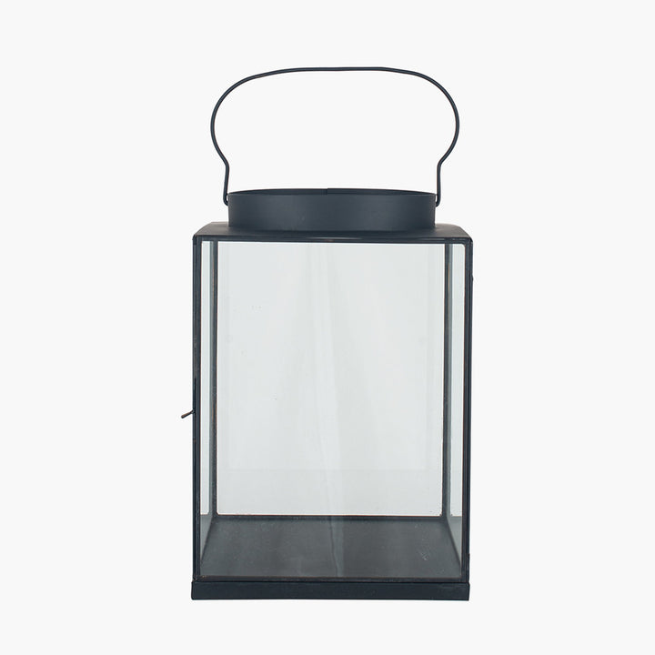 Black Metal and Glass Square Lantern Small