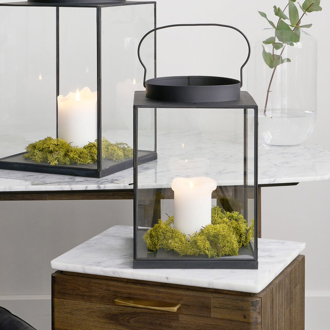 Black Metal and Glass Square Lantern Small