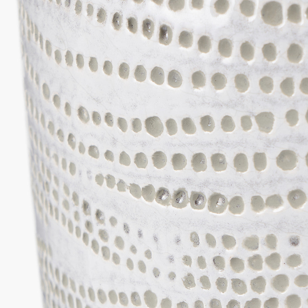 Alina White Stoneware Dot Design Vase