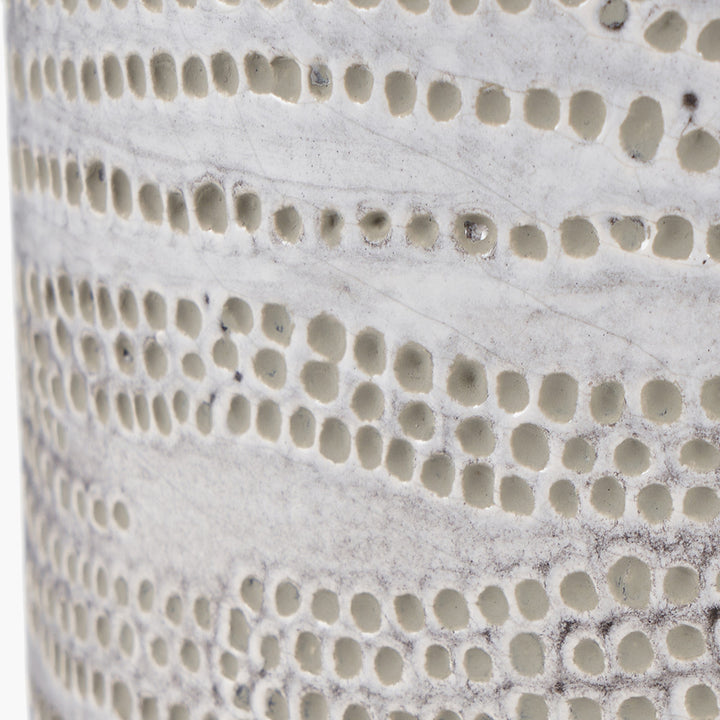 Alina White Stoneware Dot Design Vase Tall