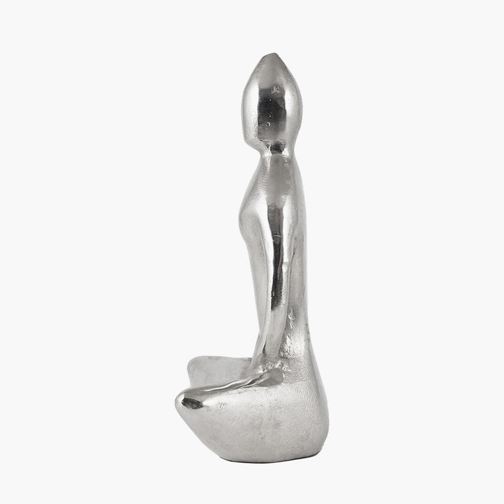 Silver Metal Sitting Yoga Pose Ornament