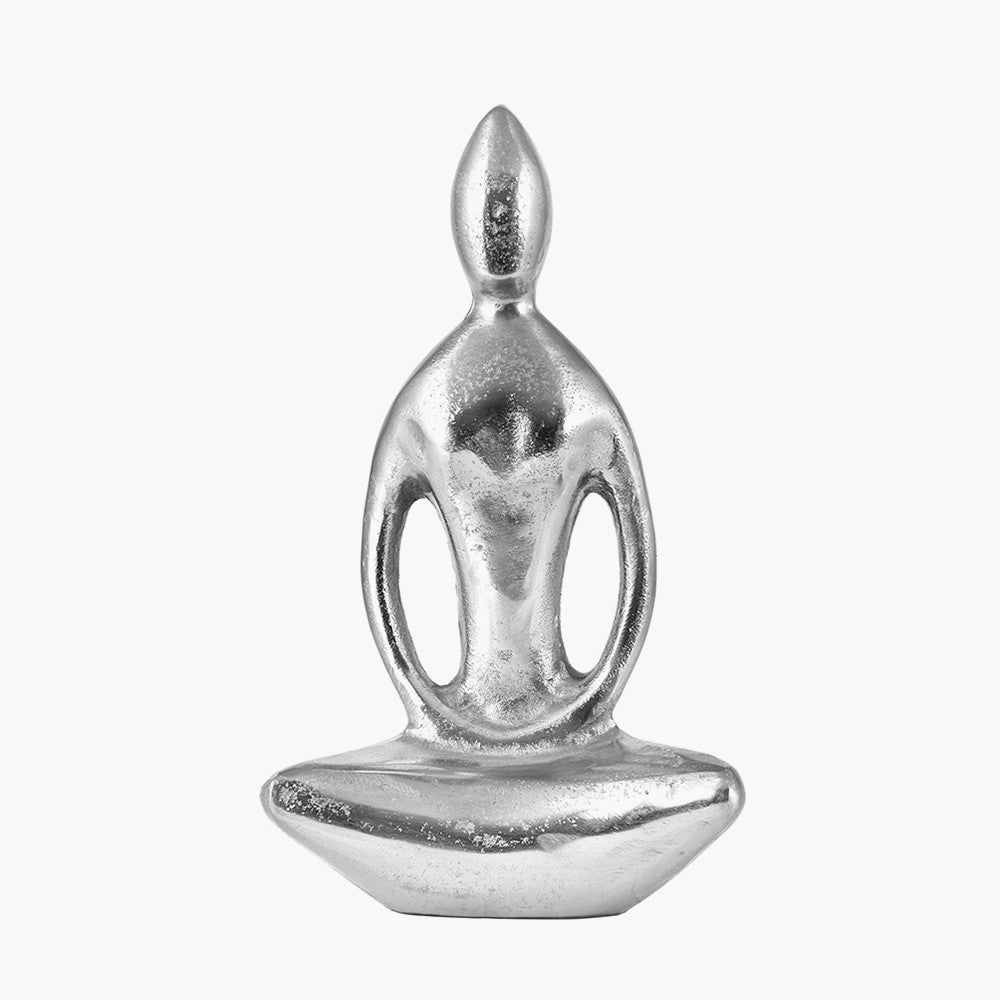 Silver Metal Sitting Yoga Pose Ornament