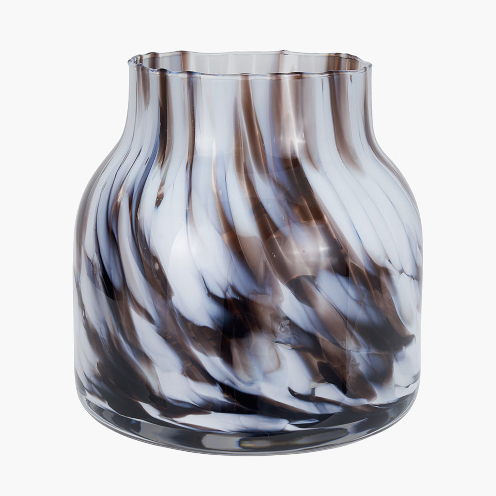 Brown and White Tortoiseshell Glass Vase